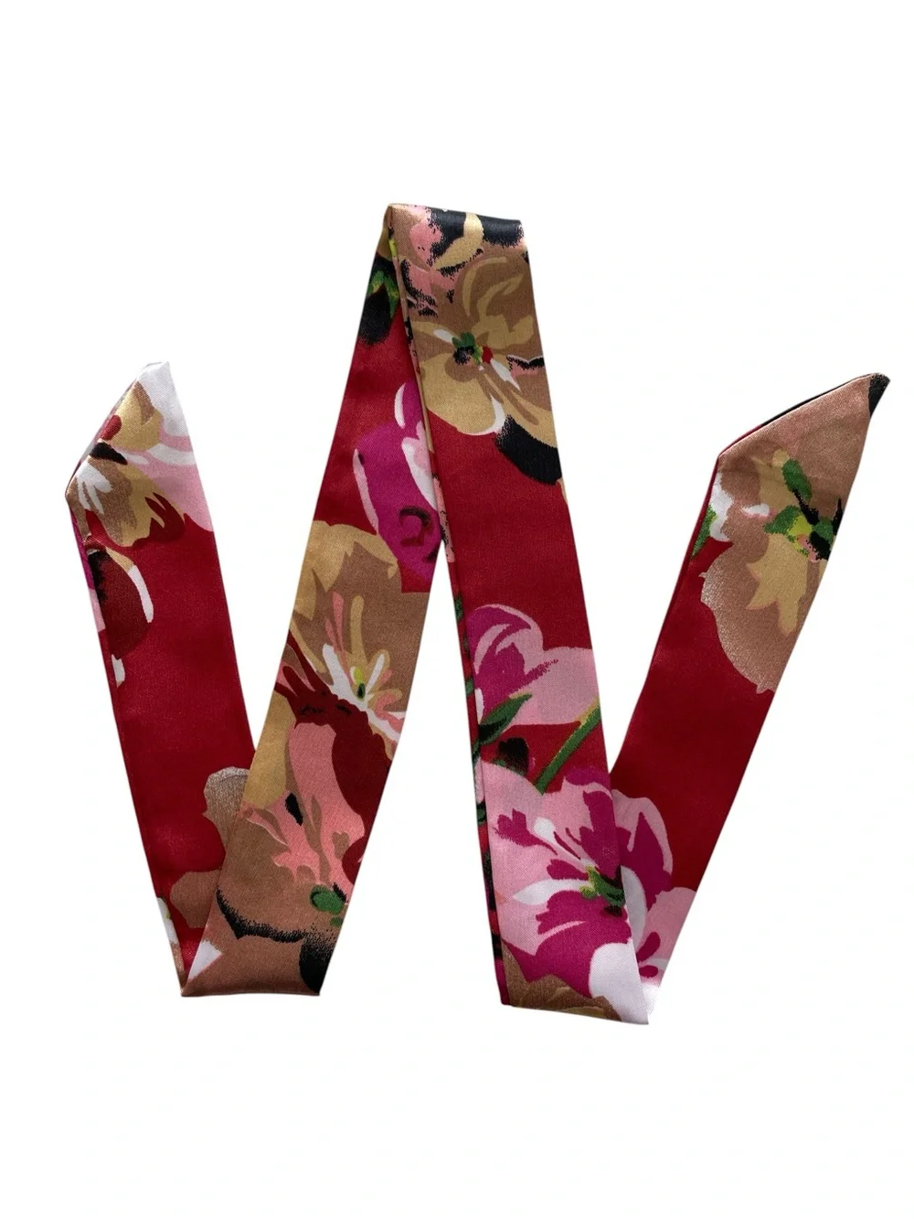 Floral Red Skinny Bag Scarf